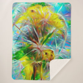 ETHERISCHE Paardenbloemen in Neon Dreamscape Sherpa Deken