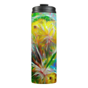 ETHERISCHE Paardenbloemen in Neon Dreamscape Thermosbeker