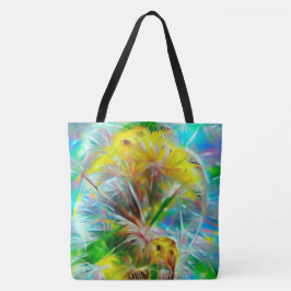 ETHERISCHE Paardenbloemen in Neon Dreamscape Tote Bag