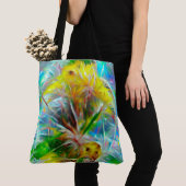 ETHERISCHE Paardenbloemen in Neon Dreamscape Tote Bag (Dichtbij)