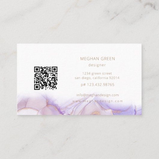 Etherische Paarse alcoholinkt Modern Visitekaartje (Achterkant)