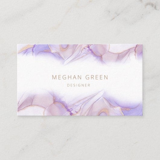 Etherische Paarse alcoholinkt Modern Visitekaartje (Voorkant)