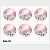 Etherische pastel  roze en groene vrachtwagen ronde sticker (Vel)