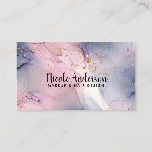Etherische Periwinkle Pink Gold Inky Fantasy Make- Visitekaartje (Voorkant)