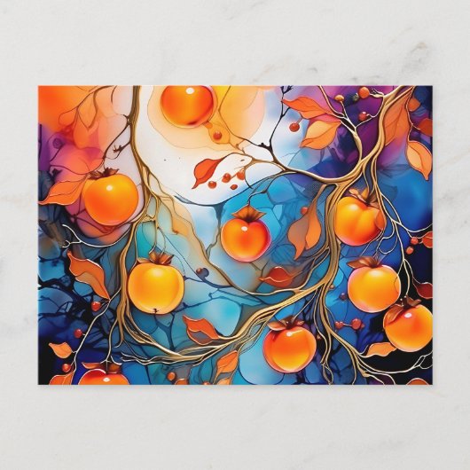 Etherische Persimmon Fruit Alcohol Inkt Briefkaart (Voorkant)