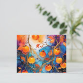 Etherische Persimmon Fruit Alcohol Inkt Briefkaart (Staand voorkant)