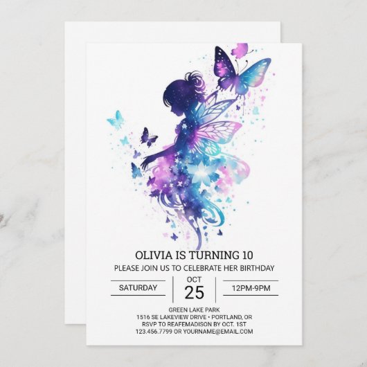 Etherische prinses fee verjaardag gelukzaligheid kaart (Voorkant / Achterkant)