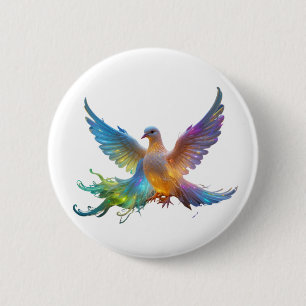 ETHERISCHE REGENBOOG DUIF - Symbool van Vrede & Li Ronde Button 5,7 Cm