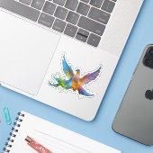 ETHERISCHE REGENBOOG DUIF - Symbool van Vrede & Li Sticker (Laptop met iPhone)