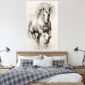 Etherische rennende paard potloodschets canvas afdruk (Insitu (Slaapkamer))