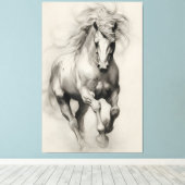 Etherische rennende paard potloodschets canvas afdruk (Insitu (Houten vloer))