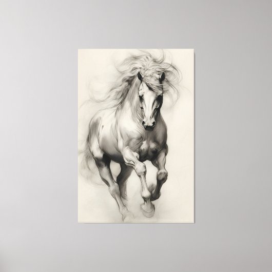 Etherische rennende paard potloodschets canvas afdruk (Voorkant)
