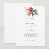 Etherische rode bloemenelegante bruiloft kaart (Voorkant / Achterkant)