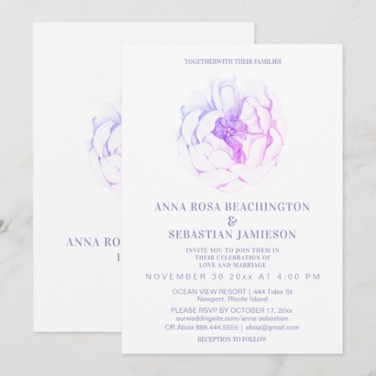 *~* etherische ROOS Ombre Floral AR8 RSVP bruiloft Kaart (Voorkant / Achterkant)