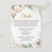 Etherische Roze Bloemen Rozen Groen Goud Details Informatiekaartje (Voorkant)