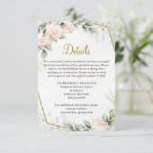 Etherische Roze Bloemen Rozen Groen Goud Details Informatiekaartje (Staand voorkant)