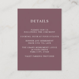 Etherische Roze BRUILOFT Hotel details Accommodati Informatiekaartje