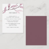 Etherische Roze BRUILOFT Hotel details Accommodati Informatiekaartje (Voorkant / Achterkant)