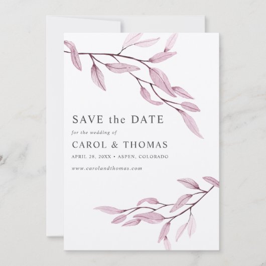 Etherische Roze | chic VERTICAL bewaar de datum Kaart (Voorkant)