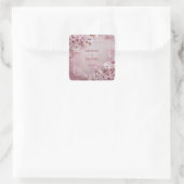 Etherische Roze Kersenbloesem Bokeh Bruiloft Vierkante Sticker (Tas)