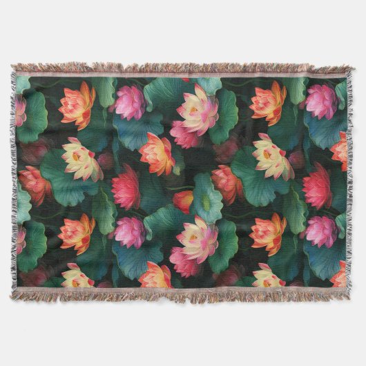 Etherische roze lotus bloemen, Art Nouveau geïnspi Deken (Voorkant)