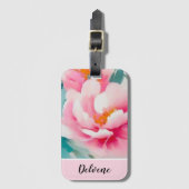 etherische roze pioenen bagagelabel (Voorkant (verticaal))