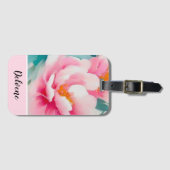 etherische roze pioenen bagagelabel (Voorkant (horizontaal))