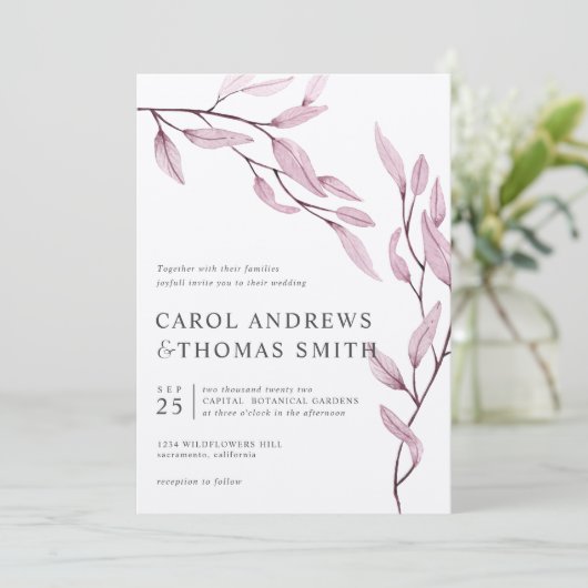 Etherische Roze | Verticale botanische bladeren br Kaart (Staand voorkant)