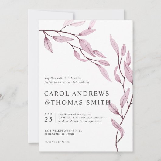 Etherische Roze | Verticale botanische bladeren br Kaart (Voorkant)