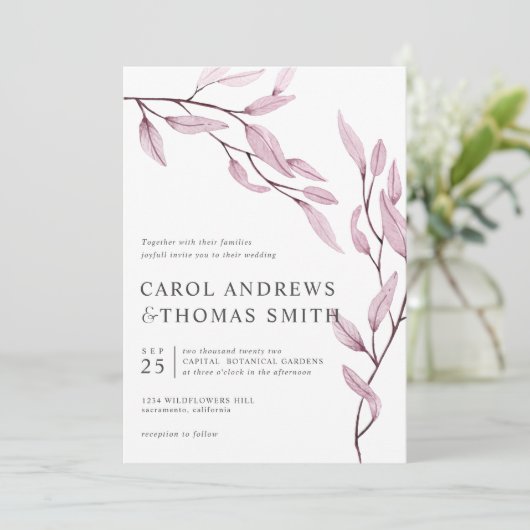 Etherische Roze | Verticale botanische bladeren br Kaart (Staand voorkant)