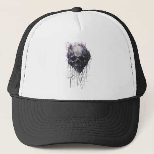 Etherische Schedel Abstract Grunge Donkere Kunst Trucker Pet (Voorkant)
