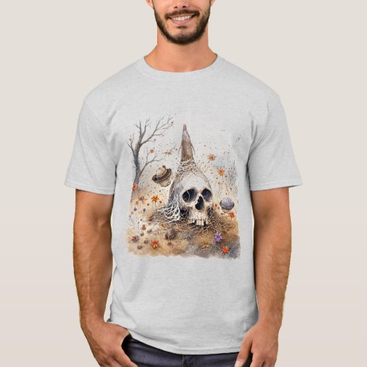 Etherische schedelcompositie tussen bloesems t-shirt (Voorkant)