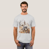 Etherische schedelcompositie tussen bloesems t-shirt (Voorkant volledig)