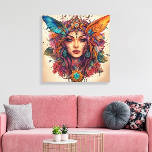 "Etherische schoonheid: Canva Kunst van een betove Canvas Afdruk (Insitu (Woonkamer))