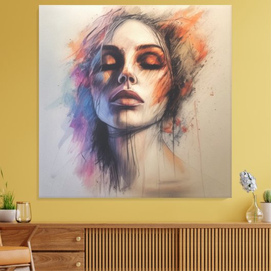Etherische schoonheid: expressieve canvas kunst (Insitu (Woonkamer))