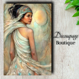 Etherische Schoonheid Portret Decoupage Tissuepapier