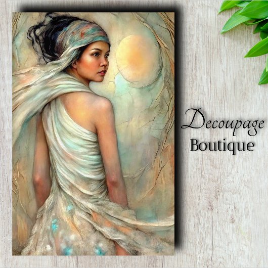 Etherische Schoonheid Portret Decoupage Tissuepapier
