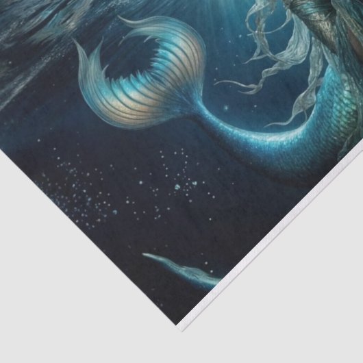 Etherische sirene maanverlichte zeemeermindecoupag tissuepapier (Detail)