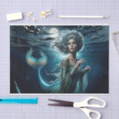 Etherische sirene maanverlichte zeemeermindecoupag tissuepapier (Craft)