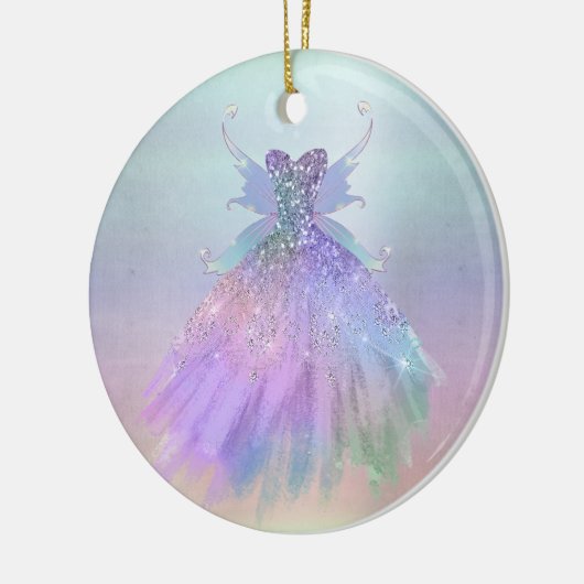 etherische sprookjesjurk | Rainbow Ombre Pastel Sh Keramisch Ornament (Links)
