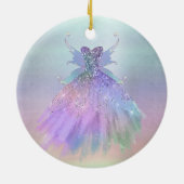 etherische sprookjesjurk | Rainbow Ombre Pastel Sh Keramisch Ornament (Achterkant)