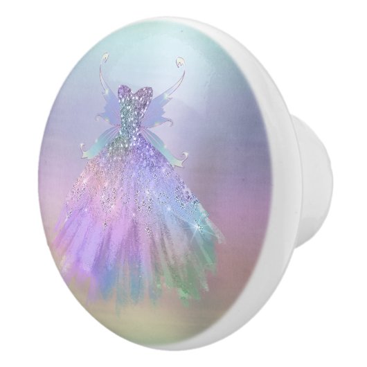 etherische sprookjesjurk | Rainbow Ombre Pastel Sh Keramische Knop (Rechts)