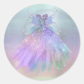 etherische sprookjesjurk | Rainbow Ombre Pastel Sh Ronde Sticker (Voorkant)