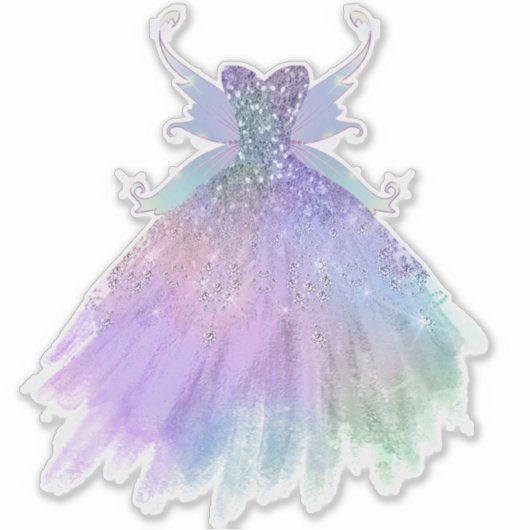 etherische sprookjesjurk | Rainbow Ombre Pastel Sh Sticker (Voorkant)