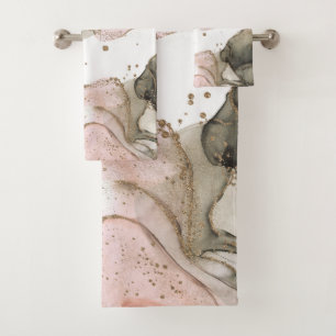 Etherische Stemming Roze Zwart Goud Inkt Fantasie  Bad Handdoek