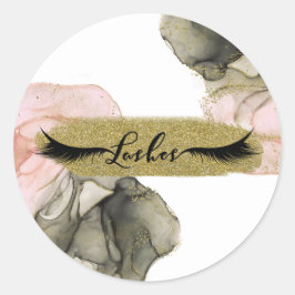 Etherische Stemming Roze Zwart Goud Inkt Fantasie  Ronde Sticker
