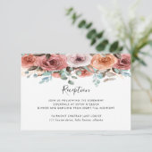 Etherische Stoffige Blauwe, Blush Bloemen Bruiloft Informatiekaartje (Staand voorkant)