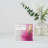Etherische straling | Roze & Goud Vierkante Visitekaartje (Staand voorkant)