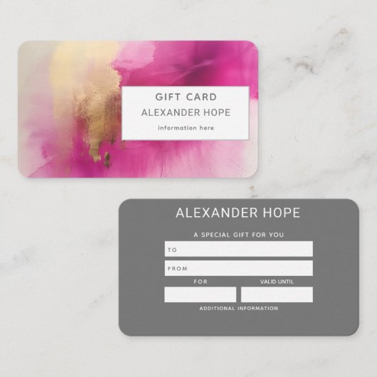 Etherische straling | Roze & Gouden Gift Visitekaartje (Voorkant / Achterkant)