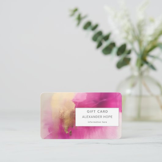 Etherische straling | Roze & Gouden Gift Visitekaartje (Staand voorkant)